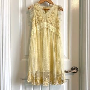 Zara Kids Girls Pale Yellow Lace dress size 6